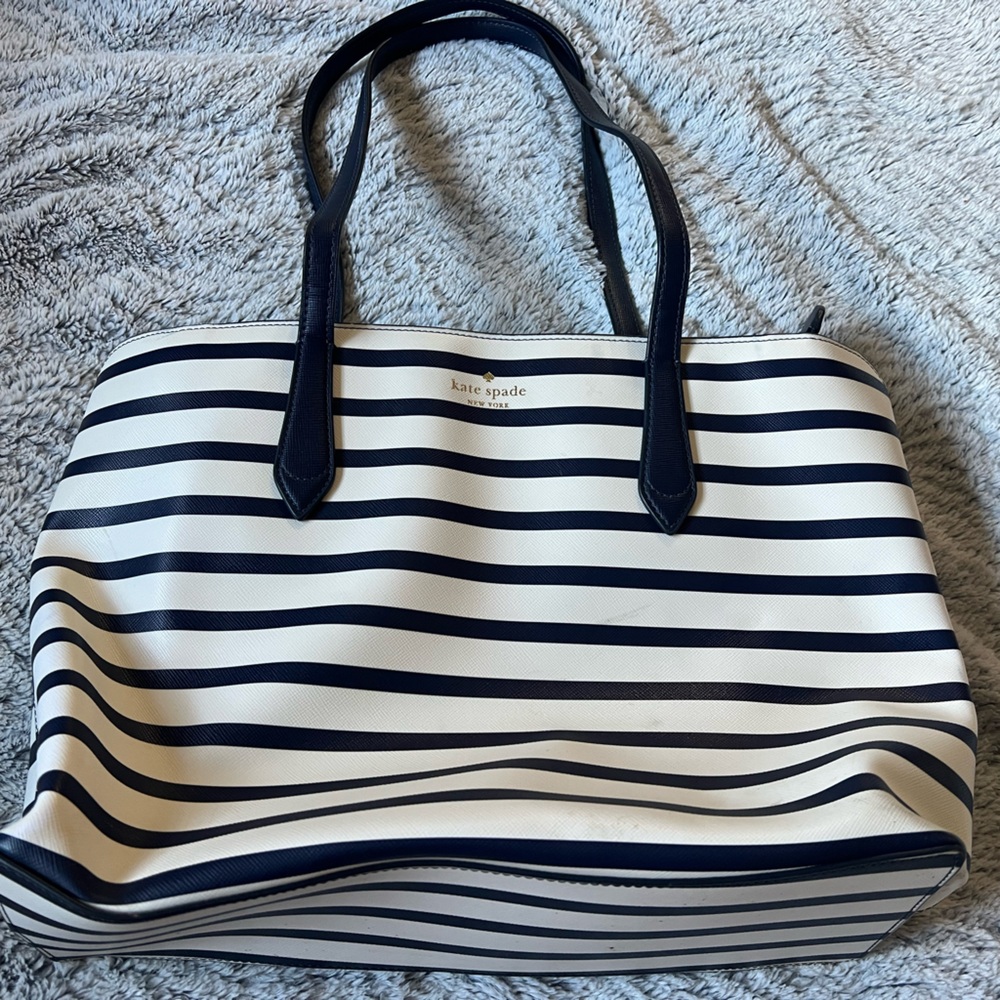 Kate Spade Black and White Striped Tote